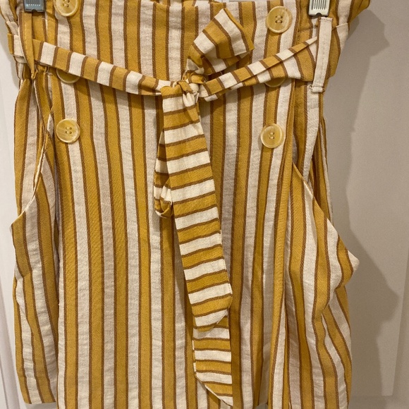 Zara TRF Yellow Striped Paper Bag Waist Skort - Picture 1 of 4